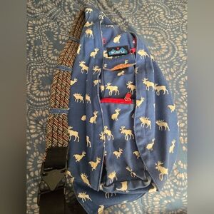 KAVU Blue Sling Bag with Moose Print. Has Some Wear, See Pics